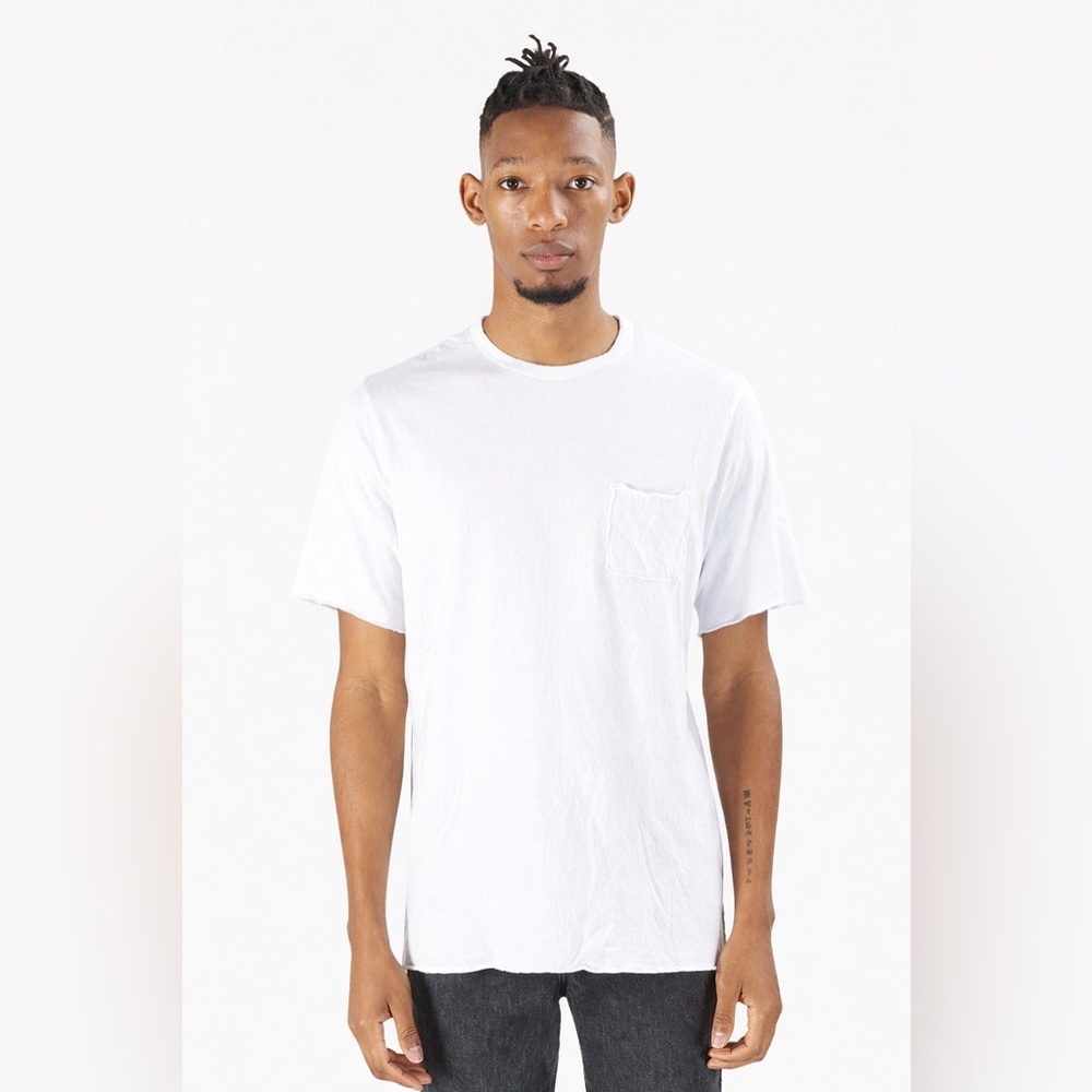 Cotton Citizen Men’s White Pocket T-Shirt Raw Hem Supima Cotton Made USA Size XL
